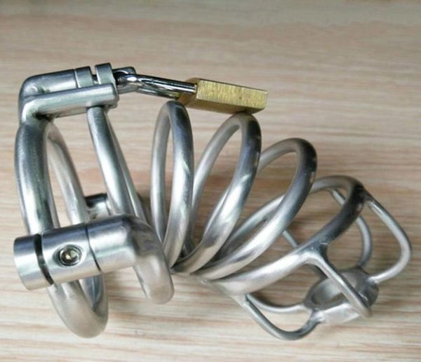 Geräte männliche Schlossjagd Käfige Stahl BDSM Bondage Gear Schwanz Edelstahl Penis Man CBT Permanent und Schraube Neueste Design6032598