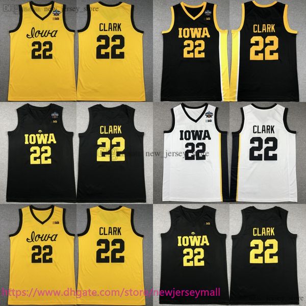 2024 Taslak Seçim No.1 Kolej Basketbol 22 Caitlinclark Jersey Iowahawkeyes 22 Formalar NCAA Siyah Beyaz Sarı Donanma