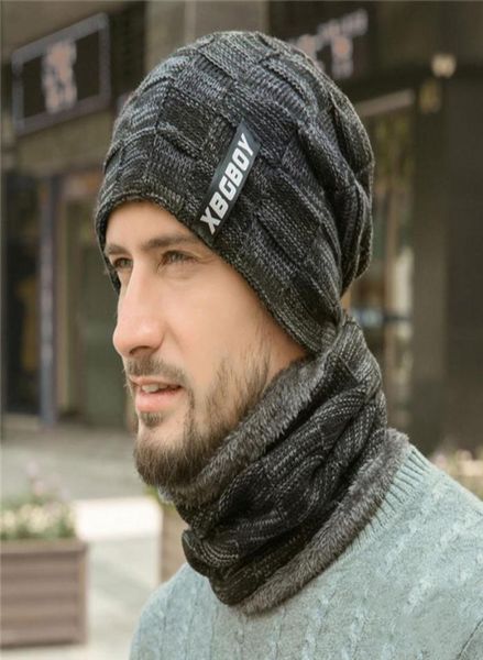 Neuer Hutschal -Set Mode Winter Strickhut mit Maskenhaube Mützen Neckercheif Maske Motorhaube Schädel Kappen warme Outdoor -Hüte 5 Farben8465936