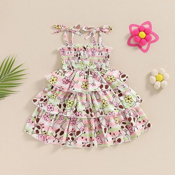 Vestidos garotas para criança roupas de bebê vestido de tração bobo de frango floral tutu 6 9 12 18m 2t 3t roupas de verão