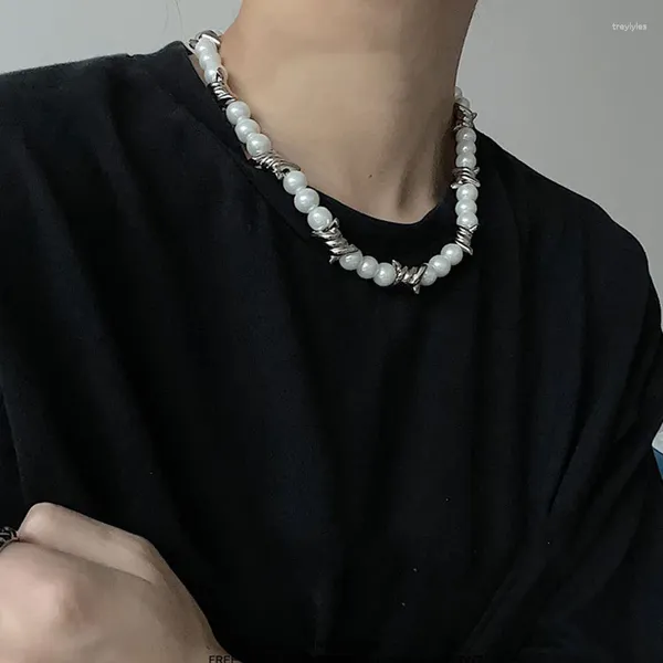 Anhänger Halsketten Mode Dornen Kette Imitation Perlenperlen Halskette Männer Schmuck Persönlichkeit Trend Street Hip-Hop Mann Punk