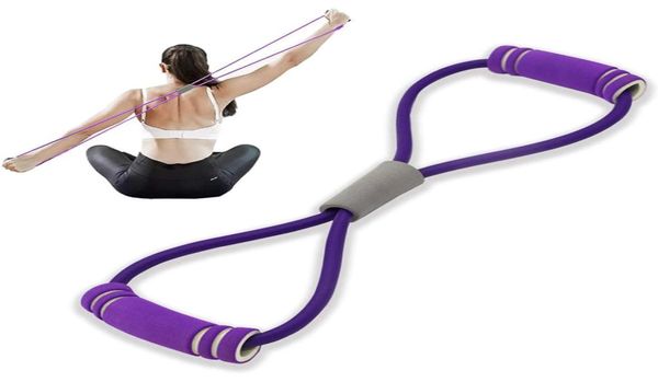 Bandas de resistência de ioga de escultura portáteis do corpo portátil 8 Word Pull Pull Rope Workout Muscle Fitness Rubber Elastic Ban5633439