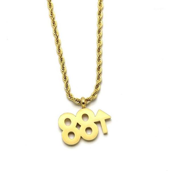 Catene in acciaio inossidabile hip hop oro 88 Rising Rich Brian Pendant Collana Dance Street Dance per lui con corda Chain7849157