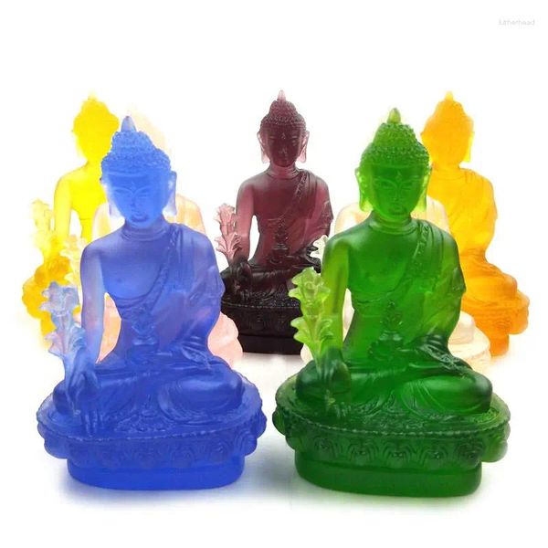 Figurine decorative Un set 7 pezzi Asia Buddhismo Santuario Auto Casa Blessano salvo salute Buona fortuna Sakyamuni Pharmacist 7 Buddha Pocket