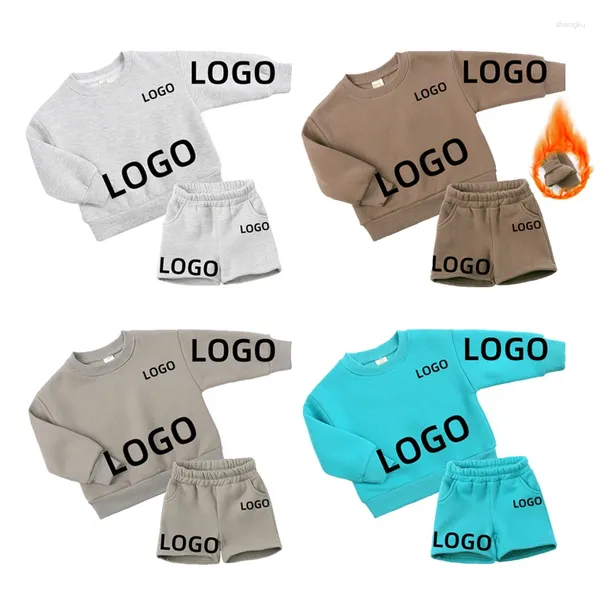 Roupas conjuntos de crianças meninos meninos meninos personalizados moletom de topo elástico shorts de corredor criança