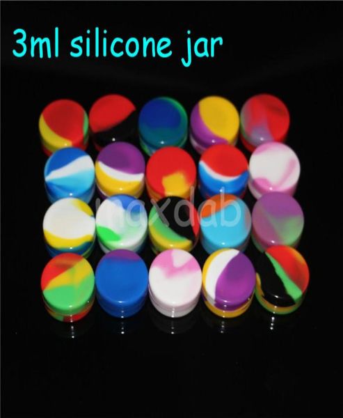 Caixas inteiras 3ml air tight inodorless silicone jar herb stash recipientes de óleo silcone jars dab 20pcs lot5642963