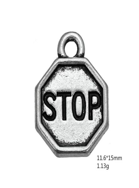 50pcs Metall Zink Legierung Charme Dangle Schmuck handgefertigter Buchstaben Vintage Stop Sign Pendants für DIY Charm Whole Jewelry31795274678446