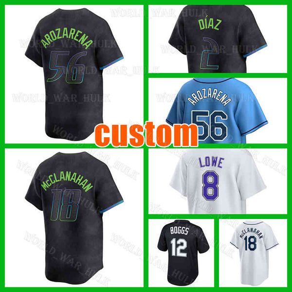 18 Shane McClanahan Baseball 56 Randy Arozarena Jersey Wade Boggs Tampa Bay 2 Yandy Diaz City Connect Jose Siri Rays Taylor Walls Josh Lowe Zach Eflin 2024 Amed Rosario