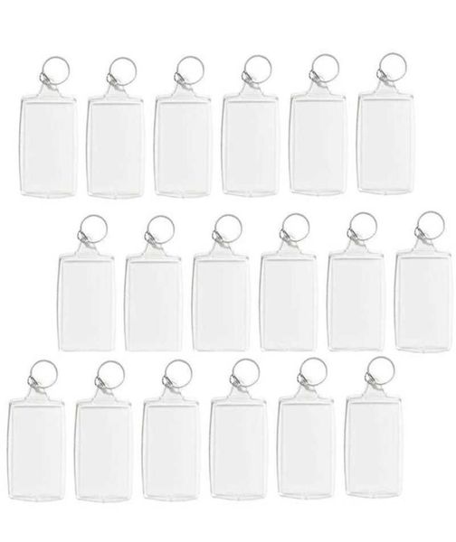 100pcs PO Keychain Rettangole trasparente in bianco inserto inserisci PO Frame keyring Holising Holising Anello diviso H09152414014