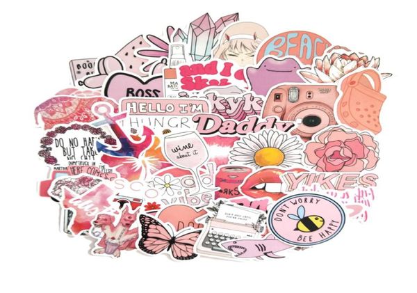 50pcs desenho animado rosa ins estilo vsco garotas adesivos para laptop moto skateboard bagagem refrigerador notebook sticker de brinquedo3635146