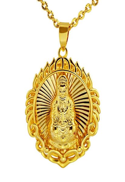 Circle Buddha Kolye Kolye Zinciri 18K Sarı Altın Dolgulu Budist İnançlar Kadın Erkek Takı Hediye2337814