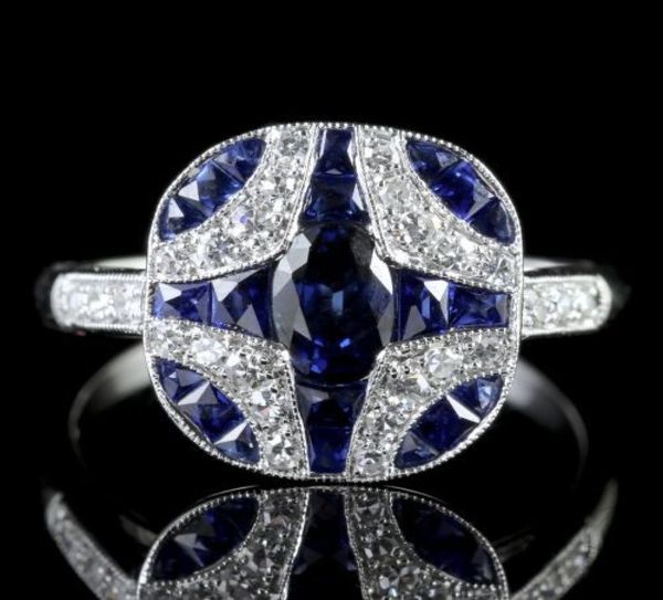 Vintage Blue Sapphire Ring 925 Sterling Silber Diamond Schmuck Engagement Cocktail Party Eheringe für Frauen Größe 6 101478488