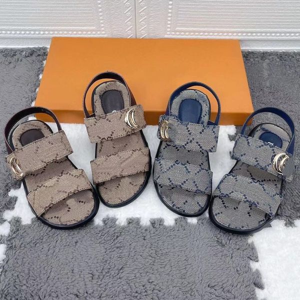 Sandálias infantis infantil gabinete meninos meninas meninas sapatos de bobo de lã de suaval de verão sandália de luxo slides infantil jovens chinelos chinelos pretos marrom tamanho 26-37