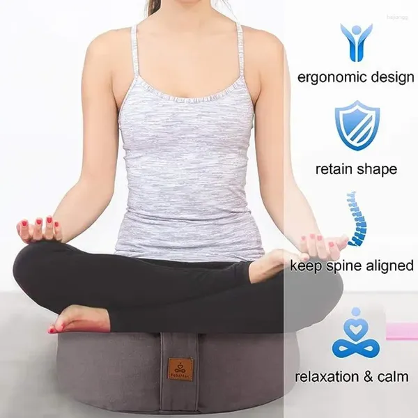 Yastık dairesel meditasyon dolu karabuğday gövdeleri yoga yıkanabilir pamuk kapağı dayanıklı taşıma sapı yuvarlak pencere paspası