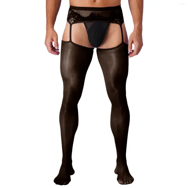 Mutandine da donna da uomo sissy sexy ritaglio collant senza piega floreale in pizzo floreale leggings calzini a monofoglio giarrettiera calze da notte da notte.