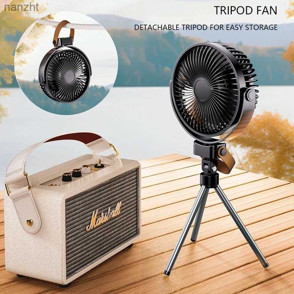 Ventiladores elétricos ventilador de camping elétrico portátil USB carregamento 7000mAh Air Circulation Table Tripod Cooler Fan com Night Light Power Packwx