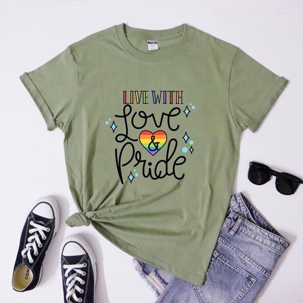 As camisetas femininas vivem com o amor e a camisa do orgulho estética lgbt gráfico tshirts camisetas tendy gay igualdade slogan tees tops