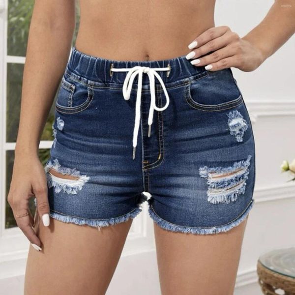 Kadın Kotları Kadın Moda Denim Pantolon Düşük Bel Elastik Dantel Yukarı Tassel Pantolon Plaj Giyim Kadın Beach Pantalones