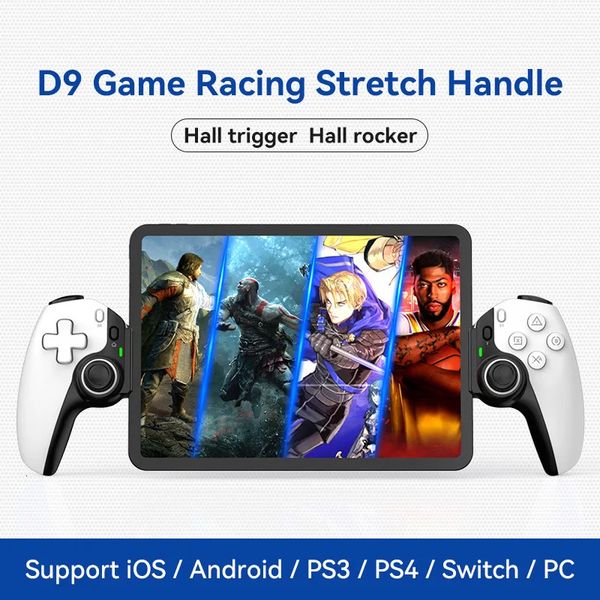 D9 Controller di gioco di allungamento del telefono cellulare tablet Wireless Bluetooth PC per switchps3 Dual Hall Somatosensory 240418