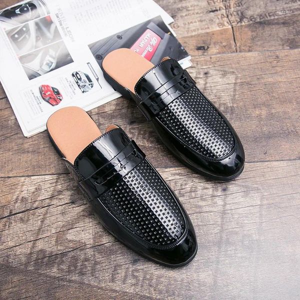 Casual Shoes Designer Marke Leichtgewichtige Slipper minimalistischer schwarzer Männer glänzender Park Gehen in der Innenräume Flach kostenlos Lieferung
