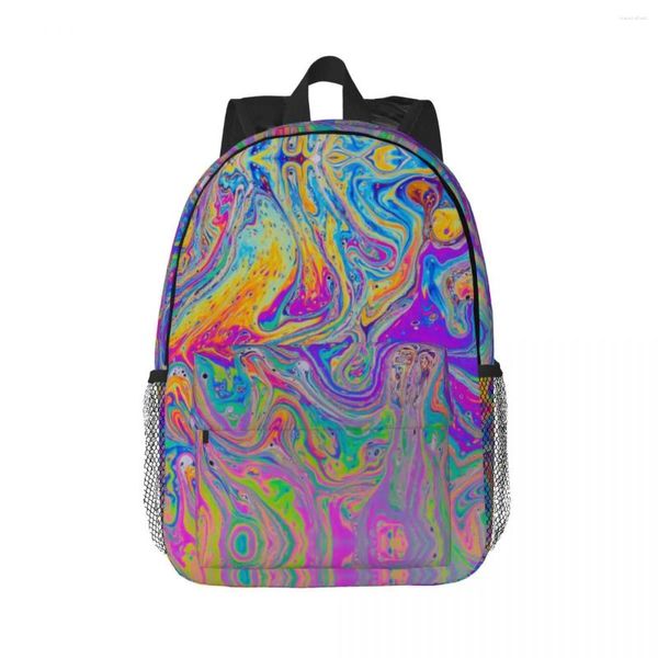 Backpack abstrakte Kunst für Männer Frauenschule College -Schüler Buchbag für 15 -Zoll -Laptop Flüssigkeit Seifenblasenbeutel passt
