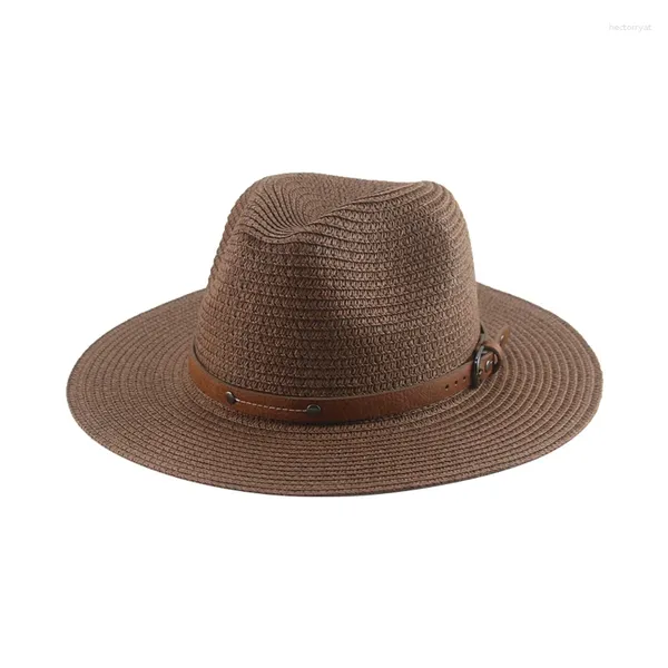 Berets Strandhuthüte für Frauen Stroh Sommersonne Panama Solid Khaki Schwarzer weißer Schutz Gorras Para Mujer