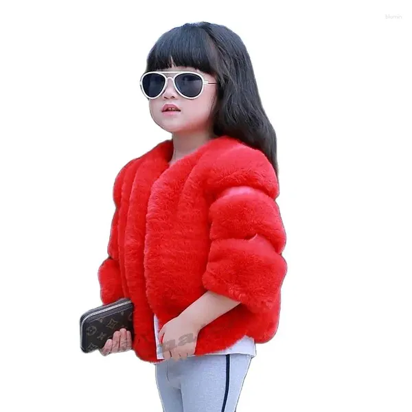 Jackets Factory Wholesale Girls Roupos de inverno Crianças peludas rex bebê princesa espessando casaco de pele falsa