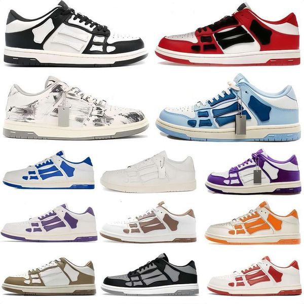 Scarpe da scarpe da design Skelet Bones Fashion Runner Top Skel Scheletro Basso Scheletro Donne Blu Rossa Bianco Bianco Verve Greenne Grigio Scarpe in pelle originale