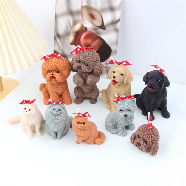 Velas Animais Pet Teddy Teddy Puppy Silicone Candle Mold Dog Cat Bulldog Soop Ornament