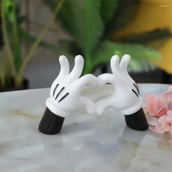 Figurine decorative Aqumotic adorabile organizzatore di gioielli in resina con adorabile decorazione animale Hand Heart Porta del cartone animato