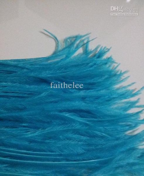 20 Yardslot Dark Turquoise Teal Blue Ostrich Feather Trimming Fringe auf Satinkopf 5quot 6quot in Breite für Kleiderdekora8769812