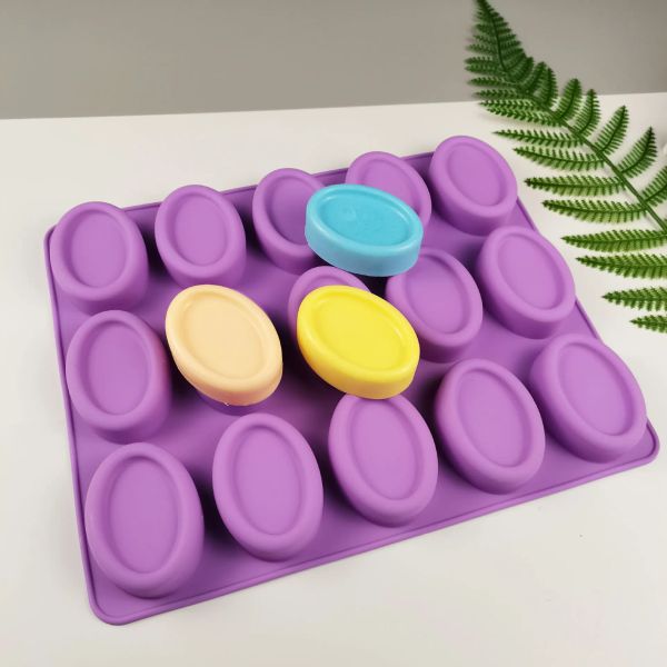 Candele silicone stampi di sapone ovale da 15 tazze fatte fatte fatte a mano Candy budino cioccolato da forno stampo