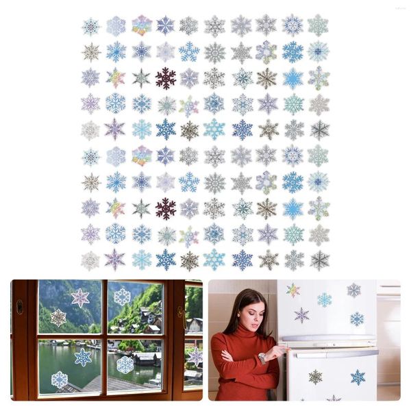 Garrafas de armazenamento 100 pcs adesivos de flocos de neve por porta de decoração de vidro porta autoadesiva de laptop natal pvc pvc