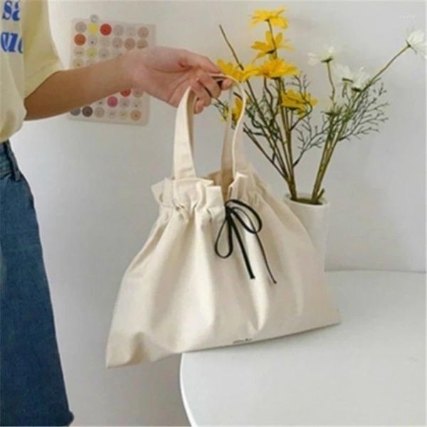 Einkaufstaschen Frauen Clutch Bag Beige Leinwand DIY Sommer Frühling mit hoher Kapazität Tasche Reisen Preppy Style Ins Mode lässig