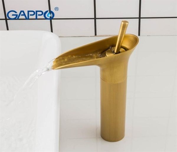 Смесители Gappo Basin Antique Brass Waterfall Basin Casin Mixers Taps Want Want Water Pac
