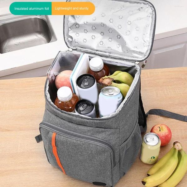 Bolsas de armazenamento Backpack térmica Mochila Saco de refrigerador espessado 18L Grande grau de alimento isolado Peva School Picnic Refrigerator Almoço Almoço