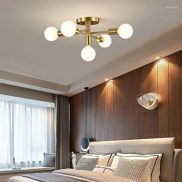 Luci a soffitto Nordic Restaurant Lampada Design in rame da letto soggiorno moderno Creative Light Kitche