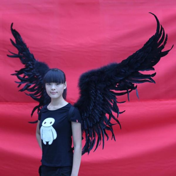 Whole Adult039s Black Large Devil Feather Wings Party Halloween Event Bar Stage Performance Cosplay Props ems 1611452