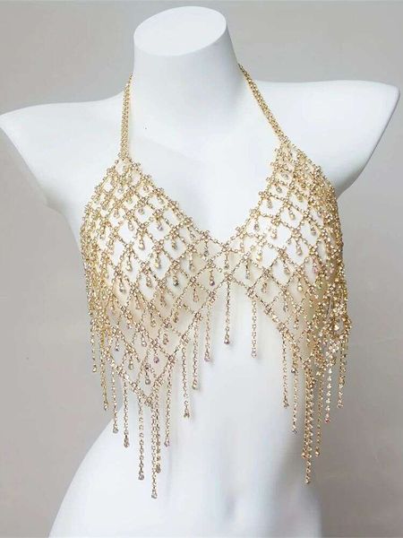 Accessori in costume Sexy Shiny Ab Rhinestone Long Nappel Reggiseno gioielli squisiti Accessori nuziali a ciondolo a ciondolo