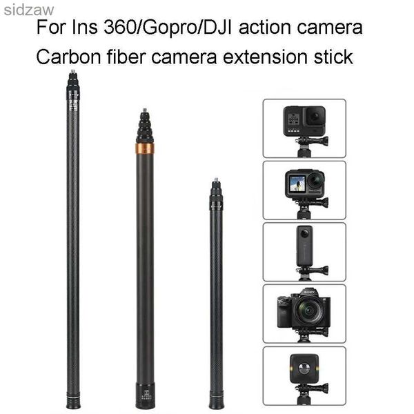 Monópodes de selfie Adequado para Insta360 One X3 Acessório 2,9m Selfie de fibra de carbono Stick/Adequado para DJI Pocket 3 Ultra Long Selfie Stick Stick WX WX