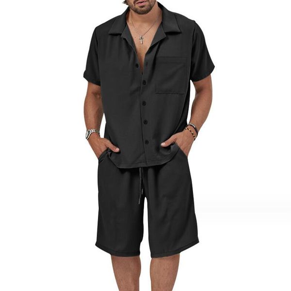 Tute da uomo estive 2024 Set larghi da uomo Camicia da taschino stile casual Abito estivo a maniche corte colletto cubano