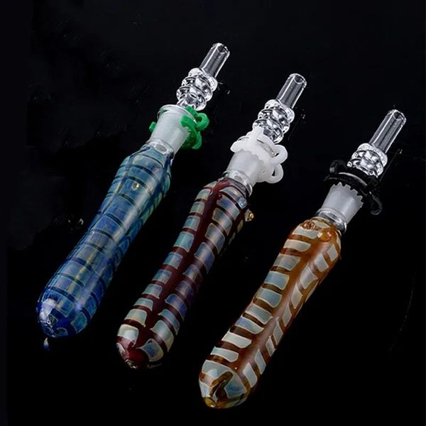 Wasserpfeifen Glas NC-Kit mit 10 mm 14 mm Quarzspitzen Keck Clip Wasserpfeifen Bong Bubble Dab Rig Silikonbehälter Reclaimer Nector Collector zum Rauchen