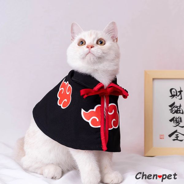Abbigliamento divertente costume per cani e gatti Akatsuki anime decor mantello travestimento gatto vestiti con cappuccio adatti per cani di piccola taglia accessori