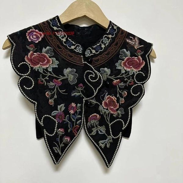 Roupas étnicas 2024 chinês vintage xale manto capa nacional flor bordado hanfu acessórios oriental retro colete sem mangas jaqueta