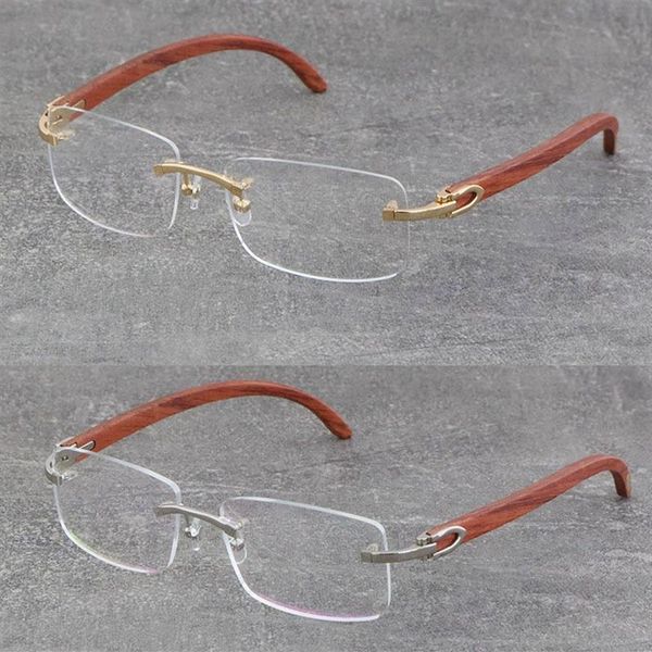Новые деревянные очки, мужские очки, женские 8200757, металлическая оправа, серебряная, без оправы, деревянная мода, высокое качество, мужская оправа из 18-каратного золота, Gl334c