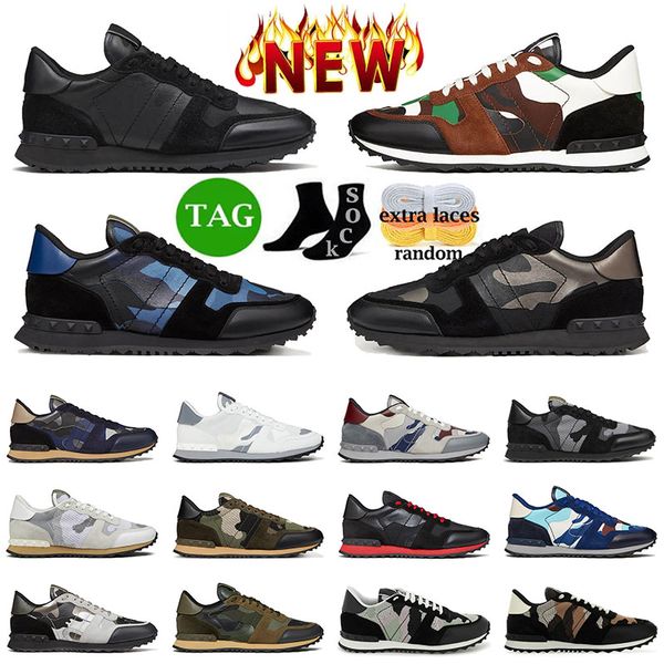 Luxury Camouflage Rockrunner Camo sneakers Scarpe firmate Scarpe da ginnastica da uomo Verde militare Tessuto a rete Grigio pastello Marine Uomo Scarpe da ginnastica sportive casual Mocassini Sneakers