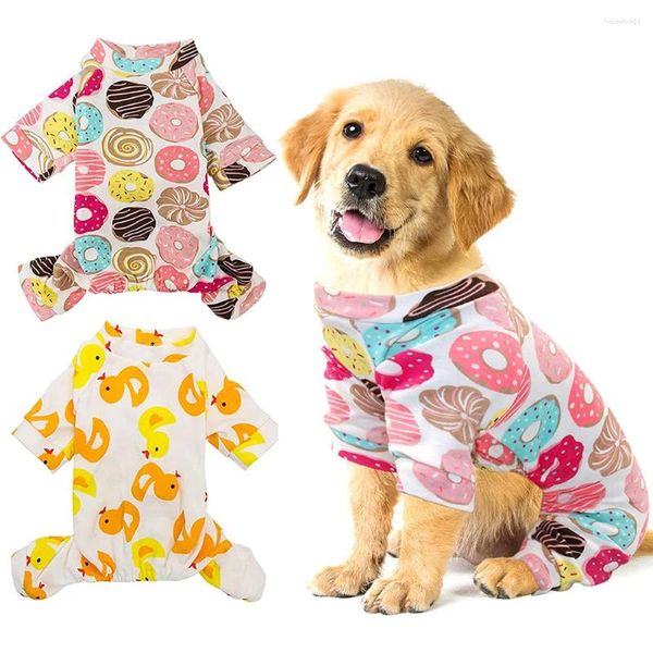 Abbigliamento per cani Vestiti caldi per animali domestici Pigiama in cotone Anatra gialla Materiale morbido Tutina elasticizzata per cani di piccola taglia