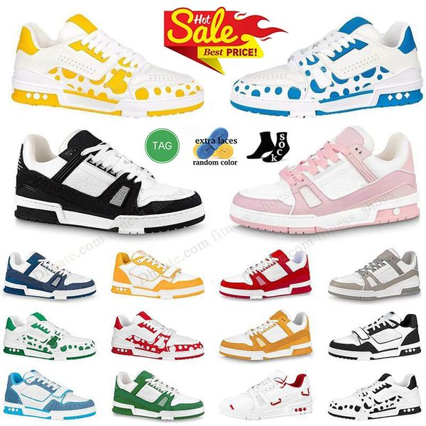 luis vuitton shoes Tasarımcı Spor ayakkabıları Erkek Kadın Ayakkabı Track 3 Luxe Plaka Formu Kırmızı ve Siyah Gerçek Deri Beyaz Pembe Mor Tess S.Gomma 【code ：L】 Trainer