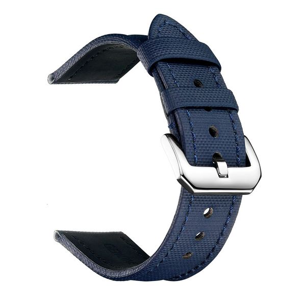 Relógio masculino de luxo pulseira de lona de couro 20mm 22mm 2m pulseira de relógio de nylon preta à prova d'água wrsitband240125