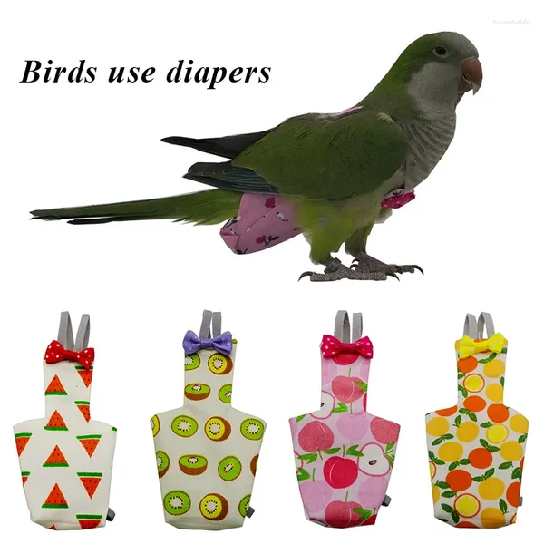 Andere Vogelzubehör-Papageien-Windel mit Fliege-Tasche für Vögel, süßer Obst-Blumendruck, Nymphensittiche, Tauben, Haustierkleidung, Fluganzug